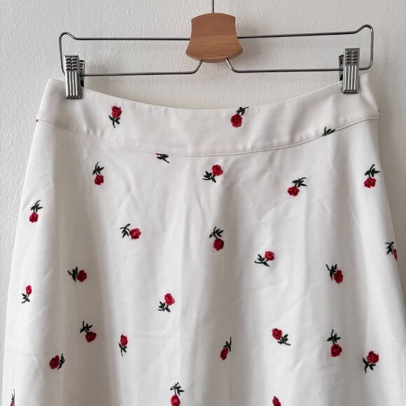 For Love And Lemons Talia Rosebud Embroidered A-Line Midi Skirt - Picture 7 of 11